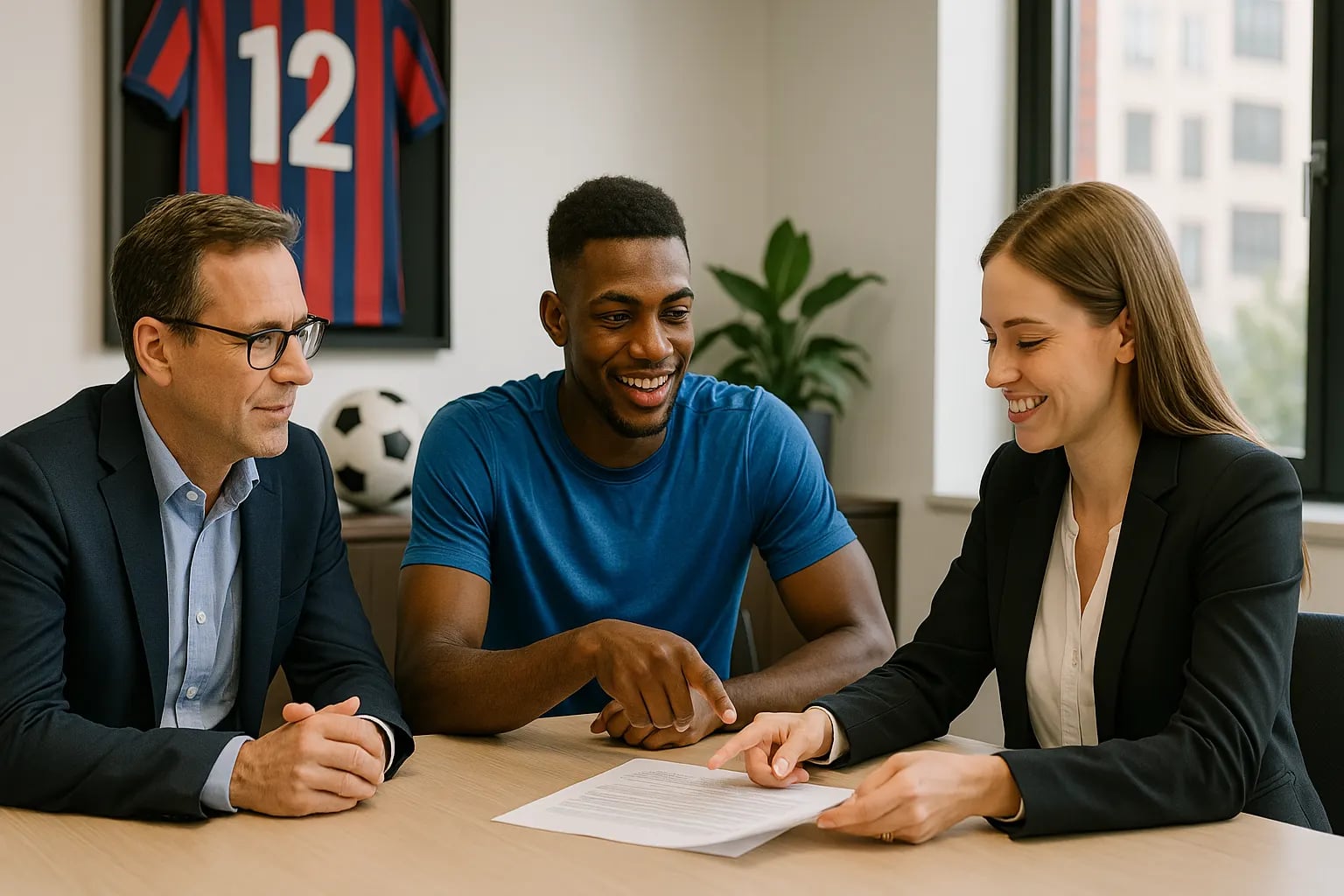 Team meeting between agents and players